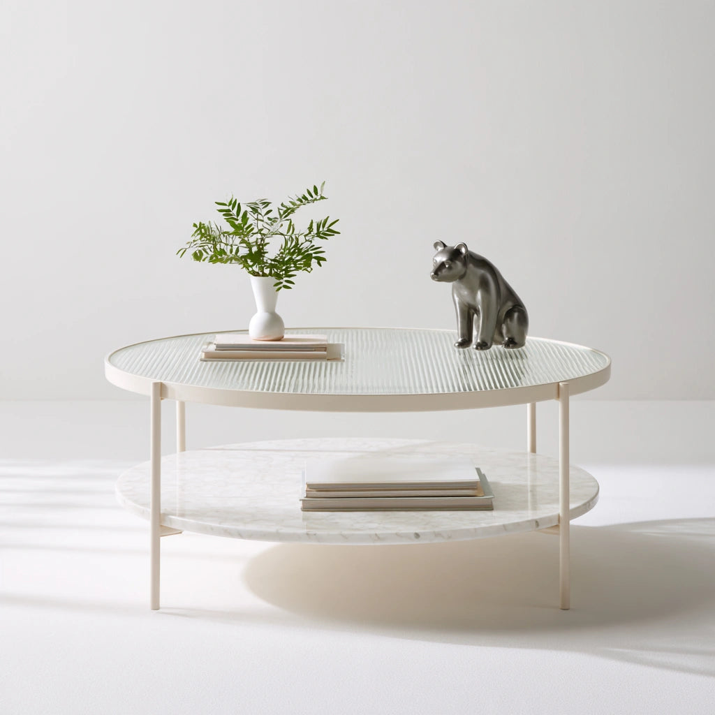 Table basse aux lignes épurées, coloris gris