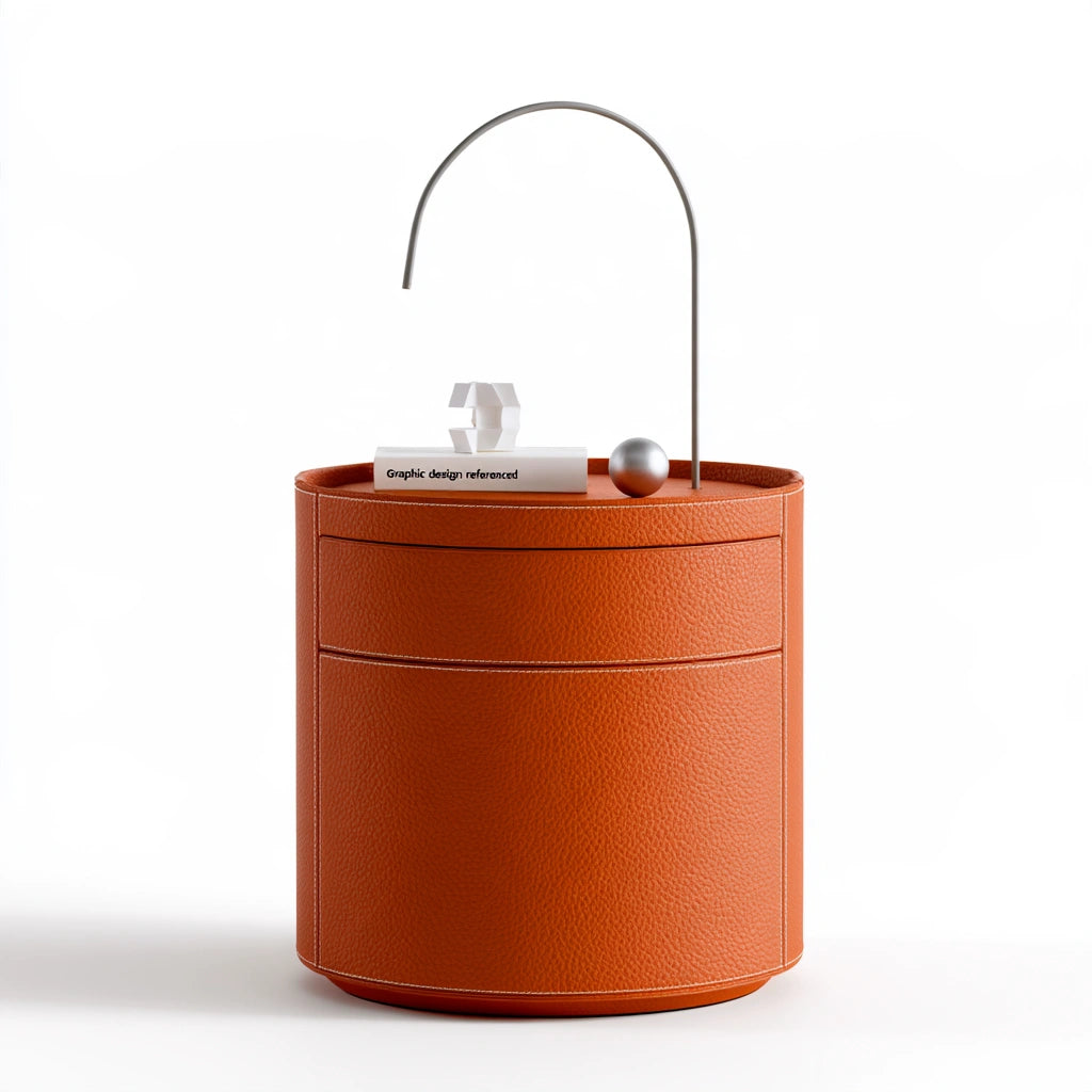 Table de chevet aux lignes épurées, coloris orange