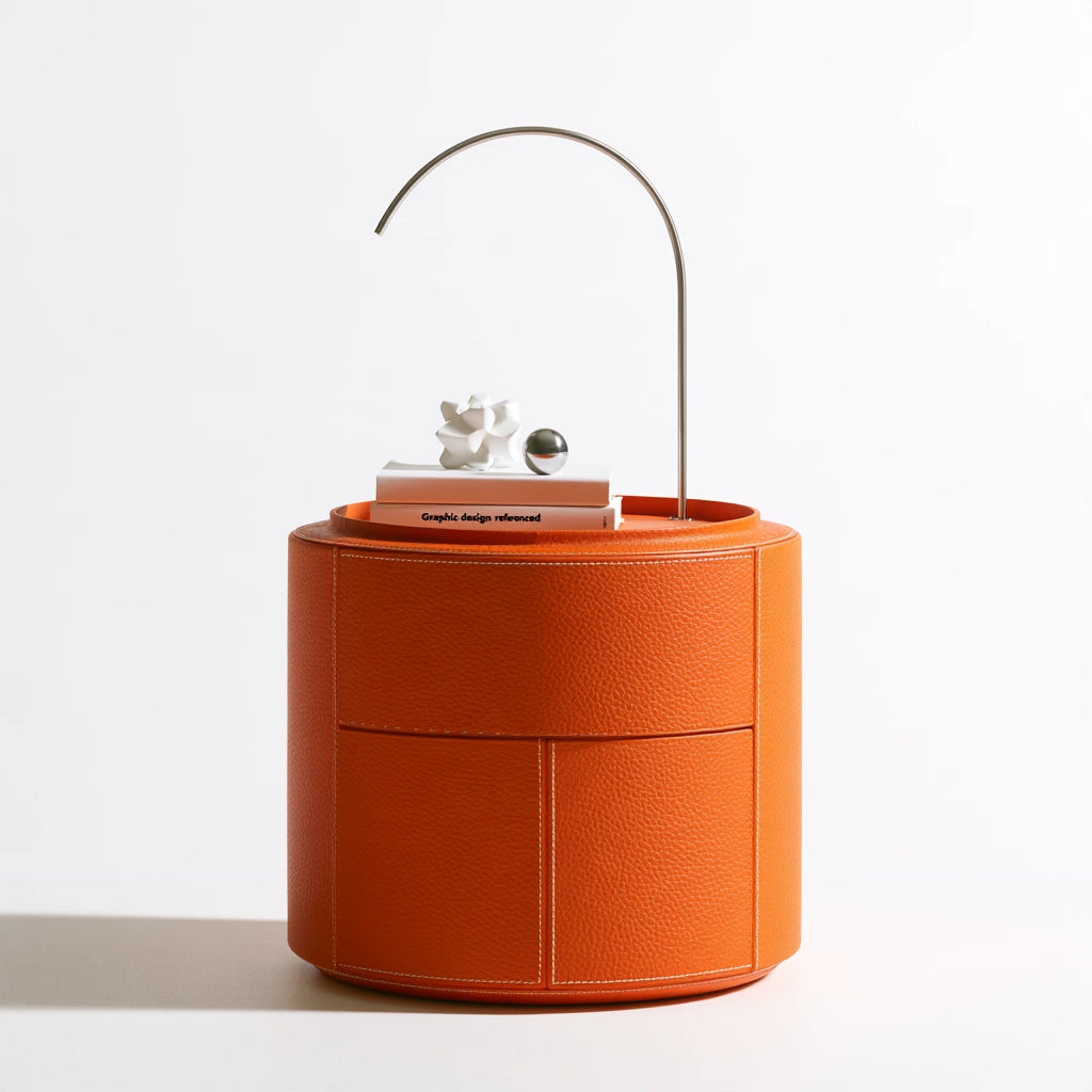Table de chevet aux lignes épurées, coloris orange