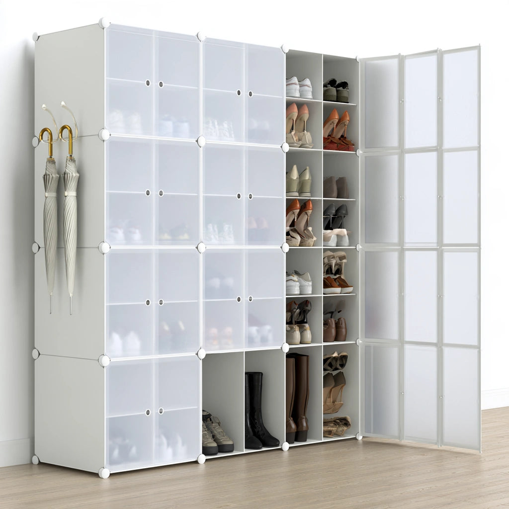 Organiseur à chaussures en plastique, coloris blanc