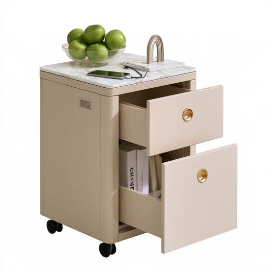 Caisson de classement mobile aux lignes épurées sur roulettes, coloris gris