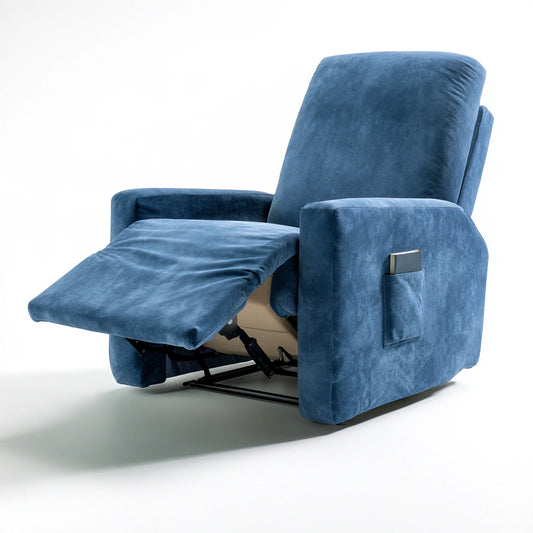 Housse extensible pour siège en velours, coloris bleu