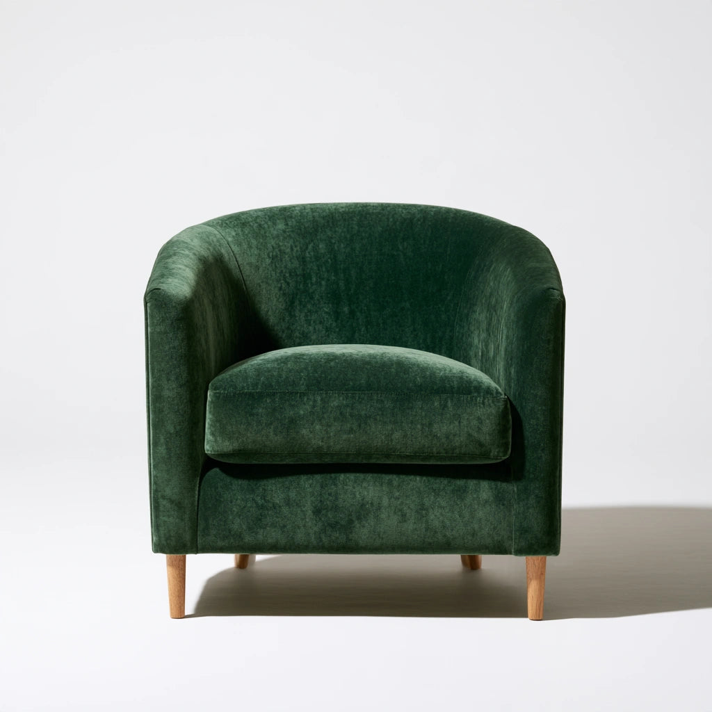 Fauteuil d'appoint en velours, coloris vert foncé