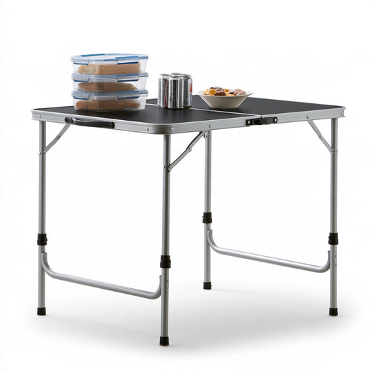 Table de camping pliante aux lignes épurées, coloris noir