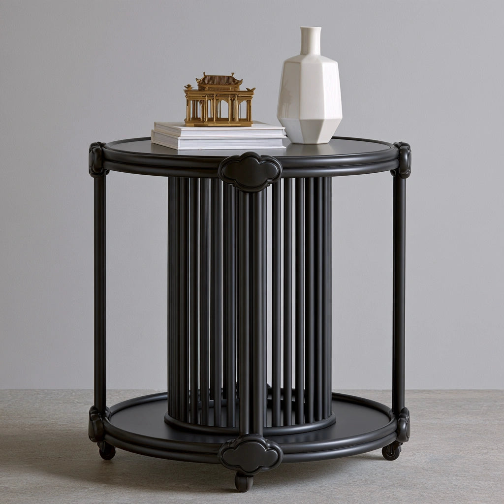 Table d'appoint aux lignes épurées sur roulettes, coloris noir