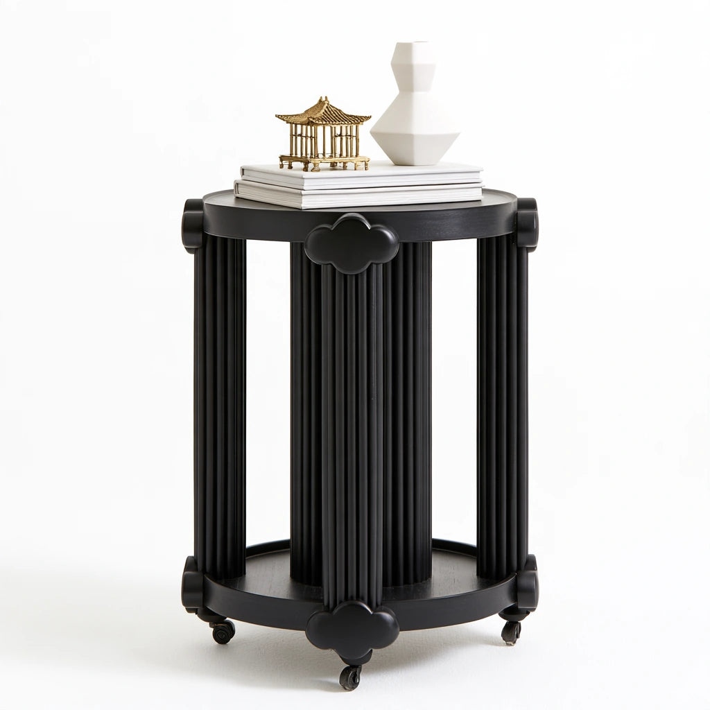 Table d'appoint aux lignes épurées sur roulettes, coloris noir