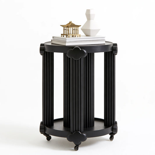 Table d'appoint aux lignes épurées sur roulettes, coloris noir