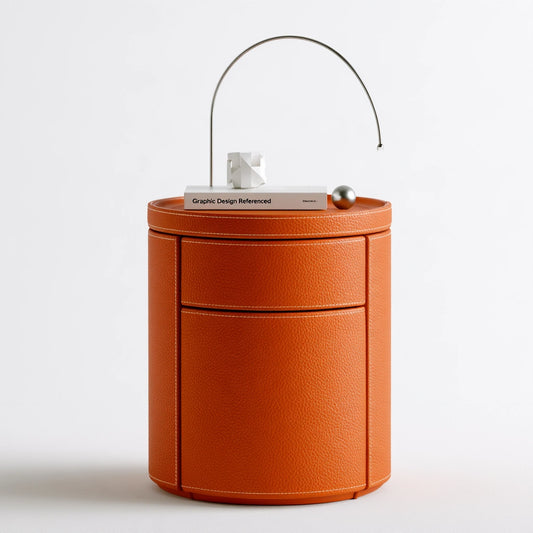 Table de chevet aux lignes épurées, coloris orange